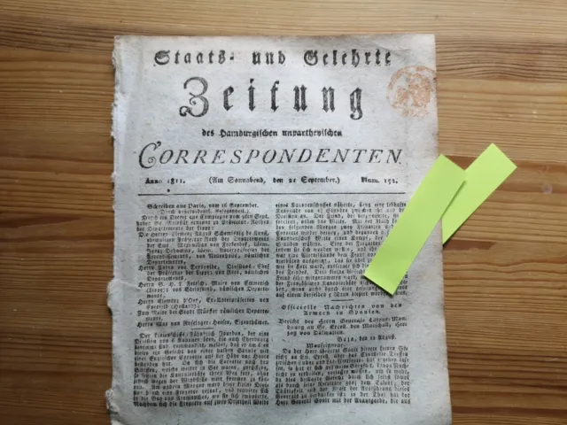 1811 Zeitung Hamburg 152 Krieg in Spanien Baza