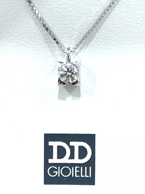 Collana Punto Luce Oro Bianco 18 kt Davite & Delucchi con Diamante da 0,04 Ct