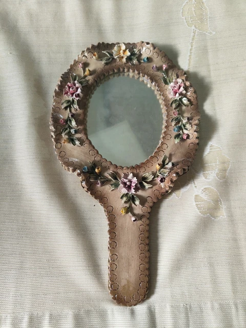  Raro Antico Specchio Da Toilette In Capodimonte Raro  Inizi '900