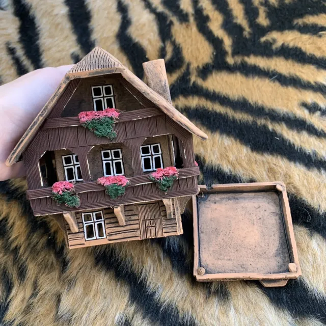 Vintage Collectable ND Handmade Clay Tea Light Incense House Cottage