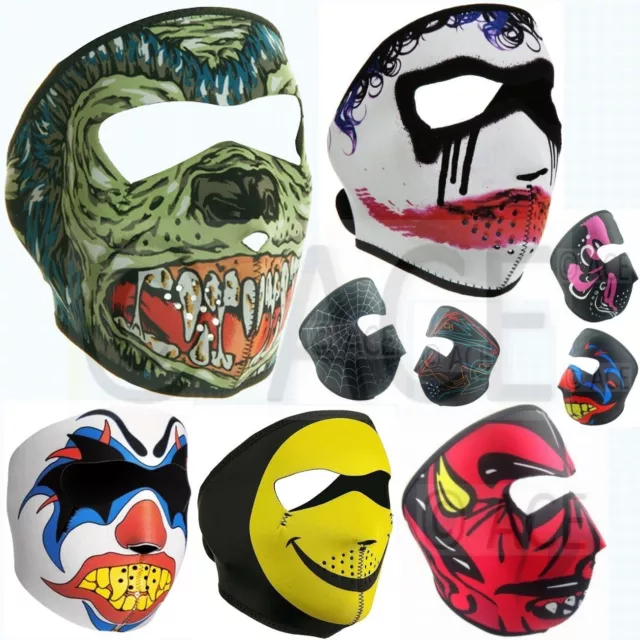 Unisex Neoprene Full Face Reversible Biker Skateboard Balaclava Sports Mask