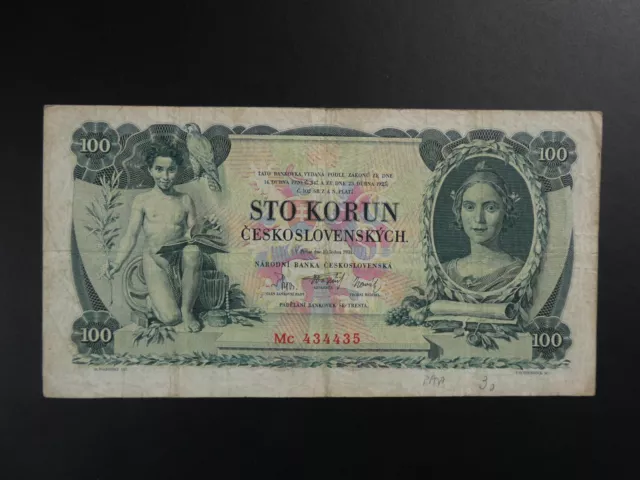 EARLY DATE 1931 CZECHOSLOVAKIA 100 KORUN BANKNOTE CRISP aVF