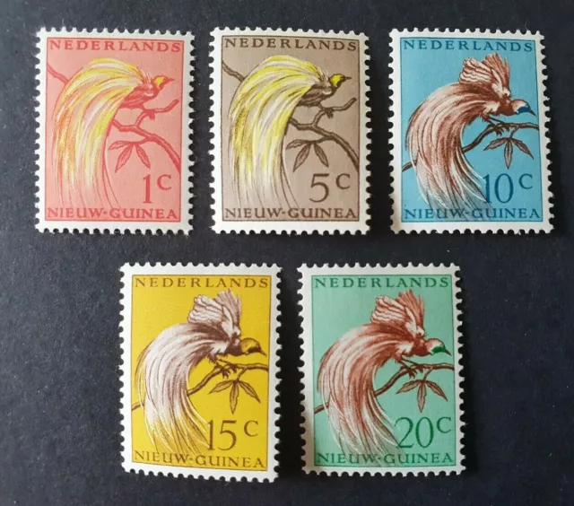 1954 Netherlands Nieuw Guinea Set Paradise Birds 25-29 Vf Mnh