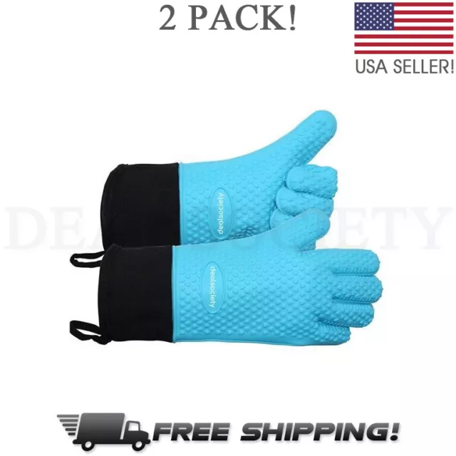 Silicone BBQ Heat Resistant Gloves Oven Grill Pot Holder Kitchen Cooking Mitts