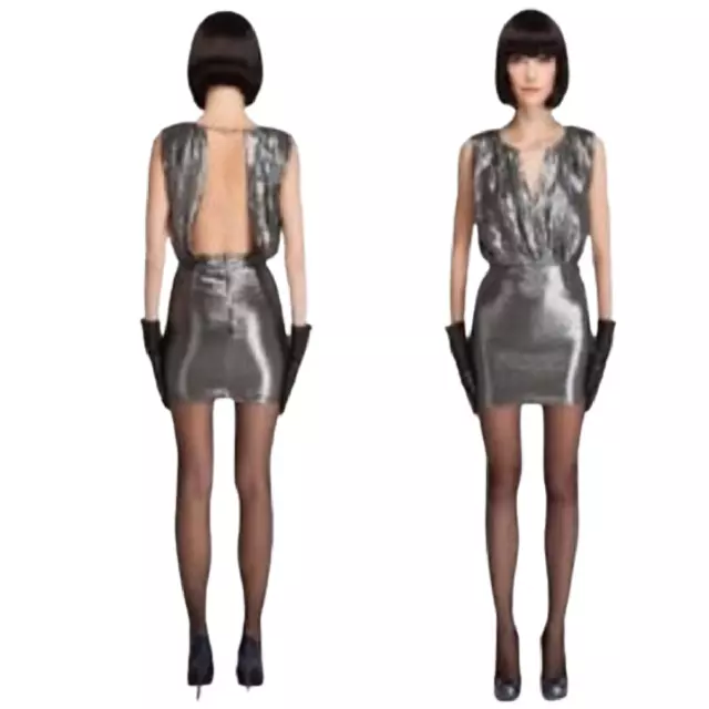 Opening Ceremony Metallic Lamé-effect Open-back  Mini Dress Size Medium