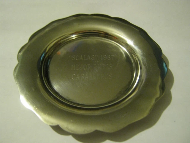 HERVEGA Colombia 0900 Silver Golf Trophy Dish Scalas 1987 Mejor Putts Caballeros