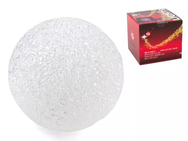 Boule Vinyle 20CM Avec Lumière LED - Piles Noël (7571)