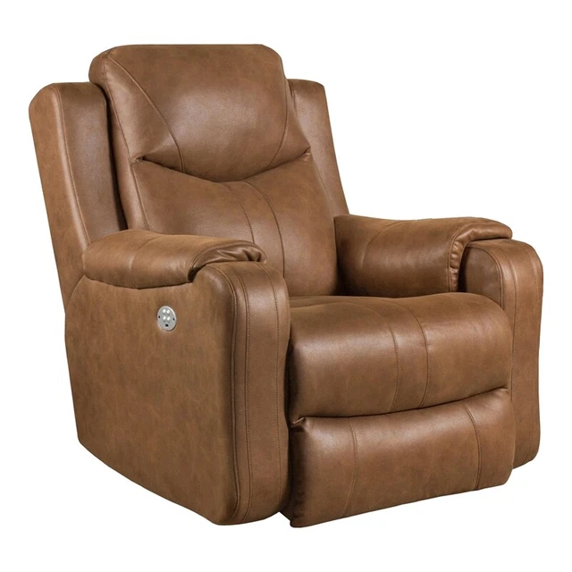Southern Motion Marvel Leather Rocker Recliner w/Power Headrest in Brown Southern Motion Marvel Leather Rocker Recliner w/Power Headrest in Brown