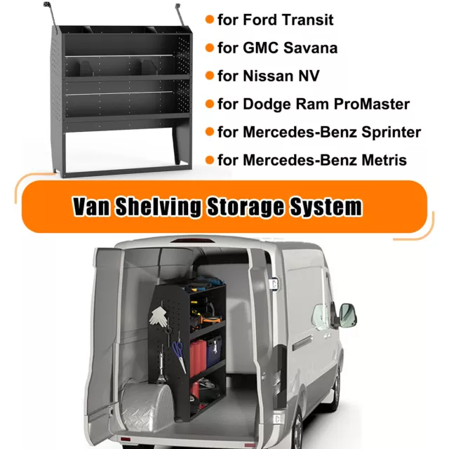 Van Shelving Storage System For Ford Transit, GM,NV, Promaster, Sprinter, Metris