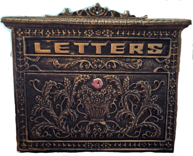 Retro Vintage European Mailbox Cast Iron Aluminum Wall Mount Locking Letter Box