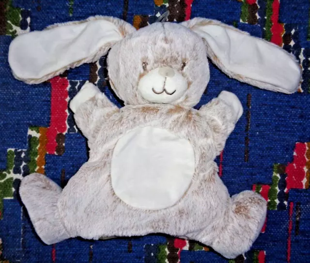 Jp/ Doudou Marionnette Lapin Beige Marron Rond Blanc Chine  Tex  100%  Neuf