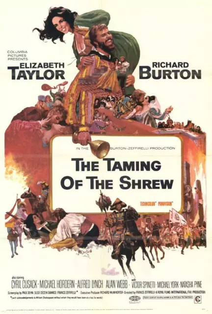 The Taming of the Shrew Movie POSTER 27 x 40 Elizabeth Taylor, Richard Burton, B