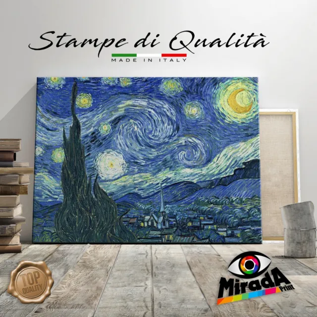 QUADRO Vincent Van Gogh  Notte Stellata  STAMPA SU TELA CANVAS ARTE stelle luna