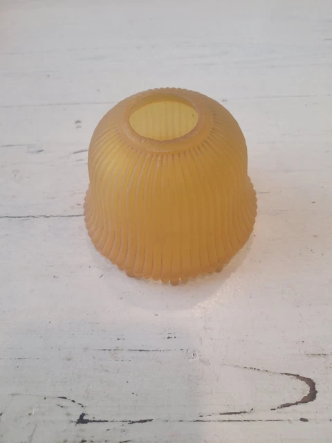 Vtg Lamp Shade Frosted Amber Glass Drip Glass 1 1/4” Fitter Miniature NOS