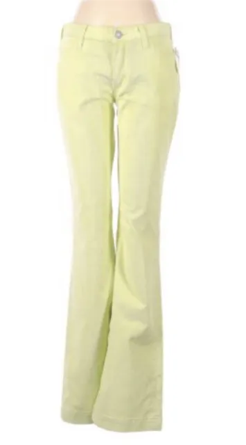 NWOT Watch LA Junior's Yellowish Green Stretch Rhinestoned USA Denim Jeans 19-20