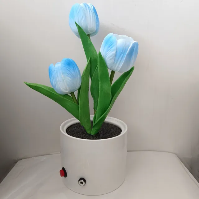 Lampada da tavolo LED tulipani cassaforte comodino luce per decorazione caffè (blu)