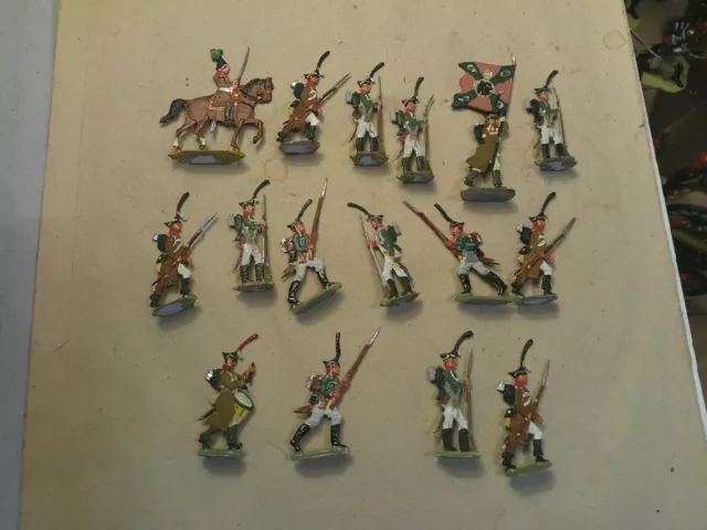 Napoleonic, Russian Infantry advancing, Lead flats well painted, WI