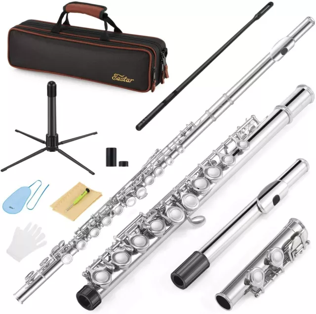 🎵 𝓔𝓪𝓼𝓽𝓪𝓻 Concert Flute Student / Intermediate Silver School Band Flutes