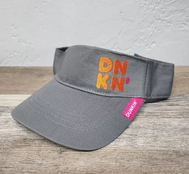 New Dunkin Donuts Embroidered Visor Hat Cap Embroidered Grey