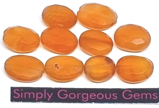 10 Pretty Faceted Oval Shaped Carnelian Gemstone Beads - 9-13 * 8-9 mm