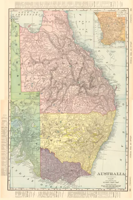 Eastern AUSTRALIA. Queensland Victoria New South Wales. RAND MCNALLY 1906 map