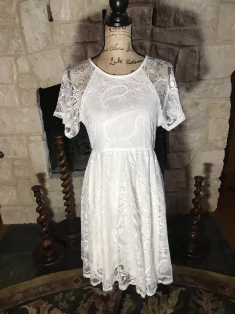 Asos White Lace Dress Knee Length 8 38” Chest 2