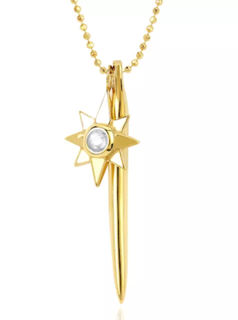 Logan Hallowell Loki Horn & Moonstone Star Charm 18k Gold Necklace Pendant Thor