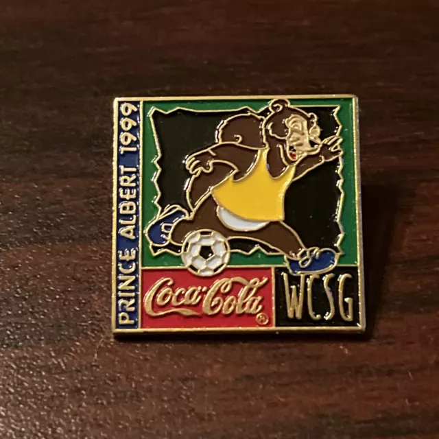 Vintage 1999 Coca Cola Coke Prince Albert Squirrel WCSG Soccer Football Hat Pin