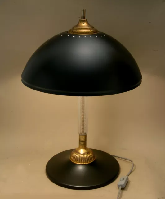 Rara Lampada Con Calotta Nera E Base Vetro Murano Design Italiano Primi Anni '50 Rara Lampada Con Calotta Nera E Base Vetro Murano Design Italiano Primi Anni '50