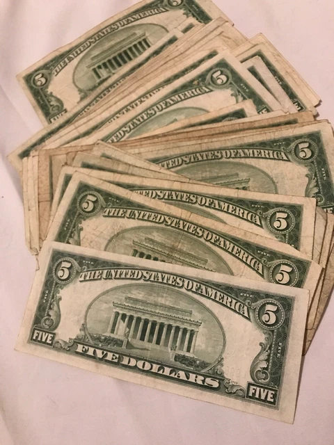 ✯ One RARE 1934 Blue Seal $5 Silver Certificate Note FIVE Dollar Bill Lot Money✯ 3