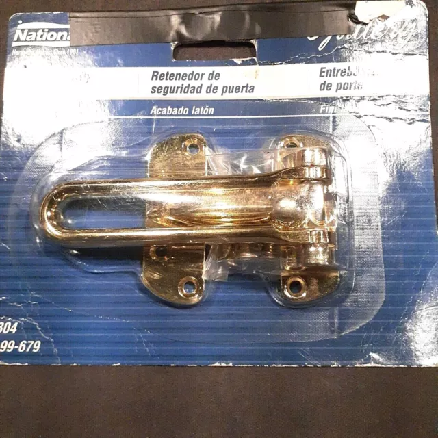 National Hardware N199-679 V804 Door Security Guard Polished Brass, NOS