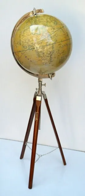 12'' nautische Weltkarte Globus Ornament mit Bodenständer Holzstativ Dekor