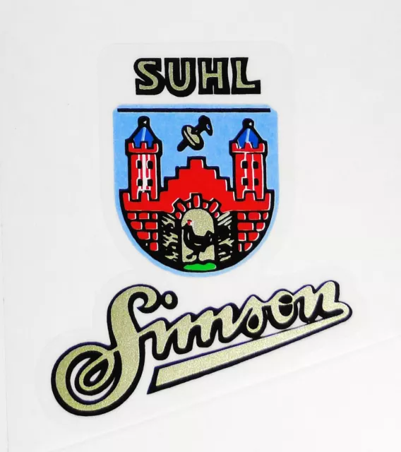 Suhler Wappen mit Simson Aufkleber Schriftzug Klebefolie pass AWO SR1 SR2 SR2E