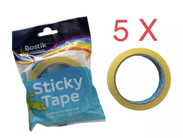 5 X Bostik Sticky Tape Single Single Easy Tear 24mm x 50m (5 X) Deal Bargain