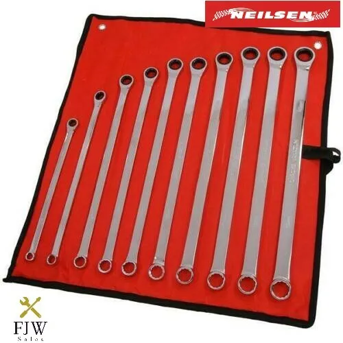 10-Piece Aviation Ratchet Spanner Wrench Set Extra Long Double Ring Gear CT4465