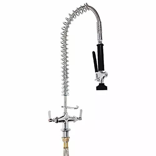 3monkeez Dual Hob Mounted Pre-Rinse Spray Tap Unit with Black Handle