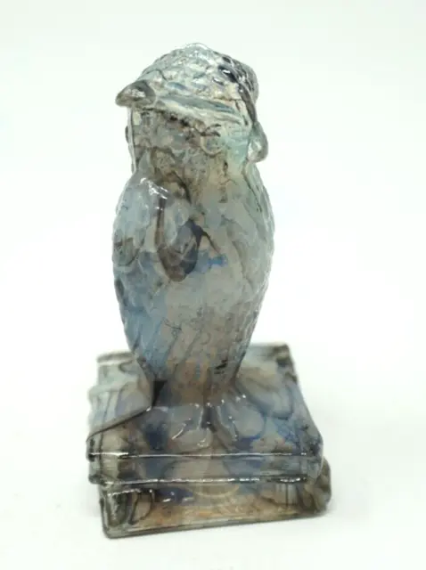 Degenhart Glass Owl Clear Gray Milk White Purple Blue Black Slag Swirl #169