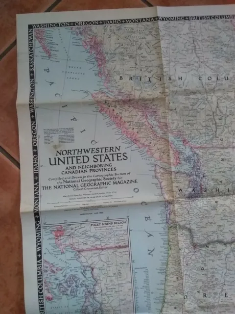 Vintage Original 1950 Map Northwestern United States USA National Geographic