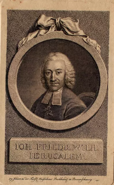 Johann Friedrich Jerusalem Porträt Johann Friedrich Bause Original Kupferstich