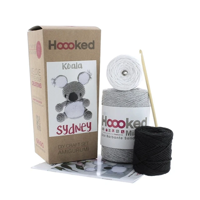 Kit de ganchillo con capucha - Sydney el koala - 100% hilo reciclado regalo artesanal Amigurumi