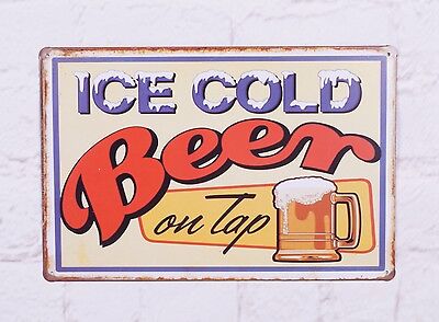 ICE COLD BEER ON TAP Metal Tin Signs Vintage Poster Home Pub Bar Wall Decor