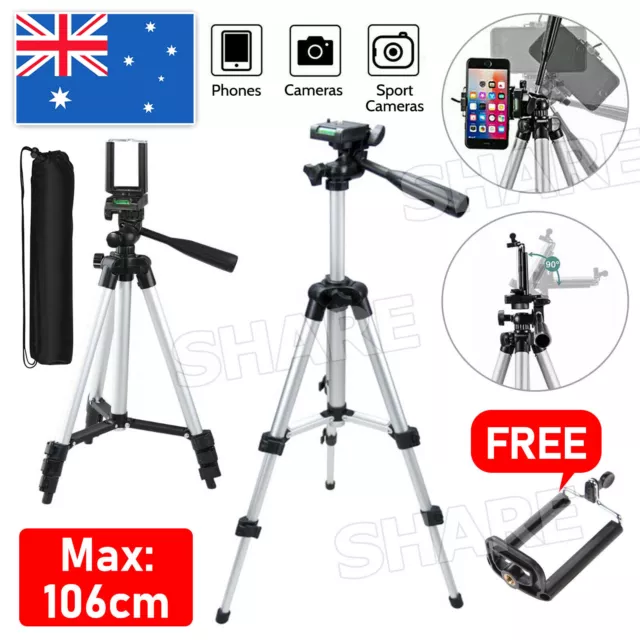 Professional Camera Tripod Stand Mount Phone Holder For iPhone DSLR Travel AU