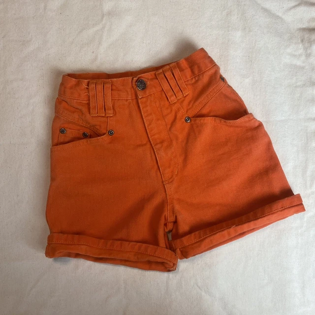 Vintage Kids Orange Denim Shorts High Waisted Good Fellows Mom Jeans