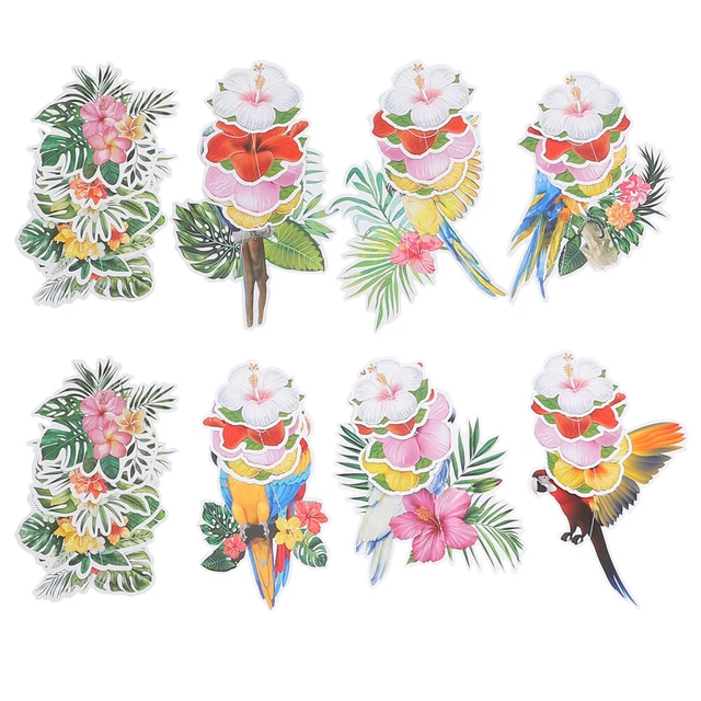 8pcs Décorations tropicales Party de Parrot Hawaiian Ornements suspendus