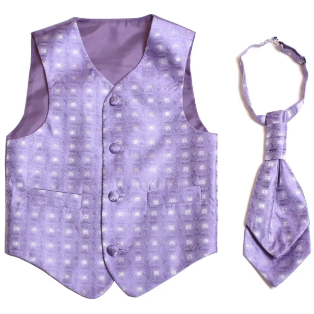 Boys 6m To 3yrs Lilac Waistcoat Cravat Set For Wedding Dressing Up Special Occas