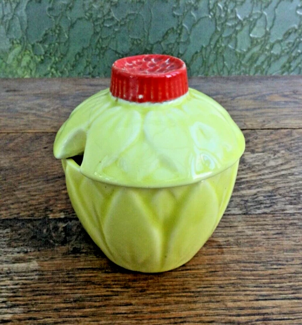Vase Plat Ancien Barbotin Chou - Faïence Du Portugal - Vert - Vintage