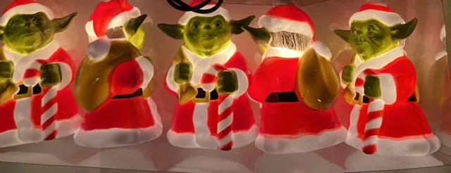 Star Wars Yoda Santa Christmas Light String Mini Blow Mold Set of 10