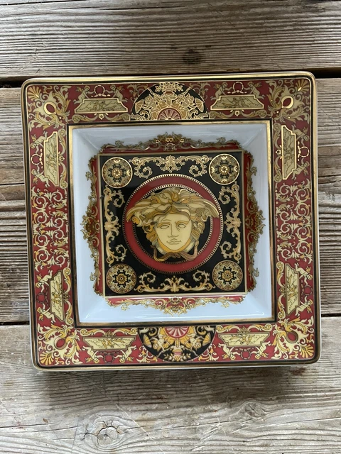 Rosenthal Versace Ikarus Medusa Rot Schale Quadrat 22 x 22 cm Paul Wunderlich