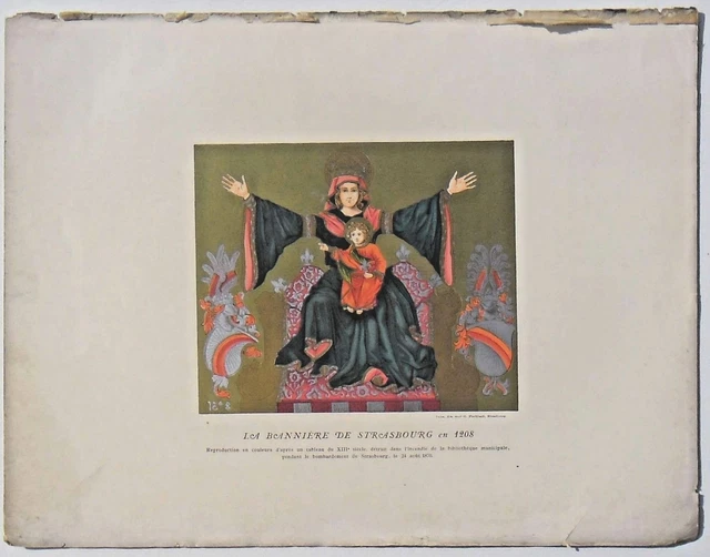 Gravure Strasbourg - La Bannière de Strasbourg en 1208