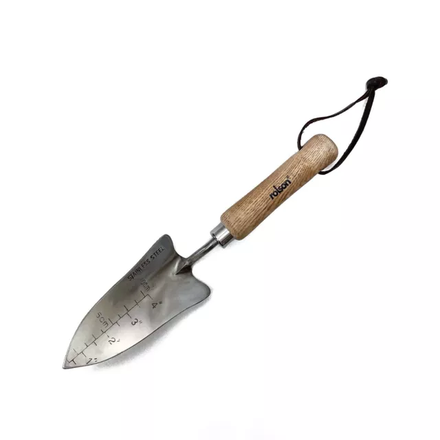 Stainless Steel Transplanter Garden Tool with Ash Wood Handle Heavy Duty Rolson